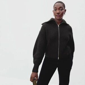 Everlane the Chunky Cardigan100% Organic Cotton Zip Sweater Black S